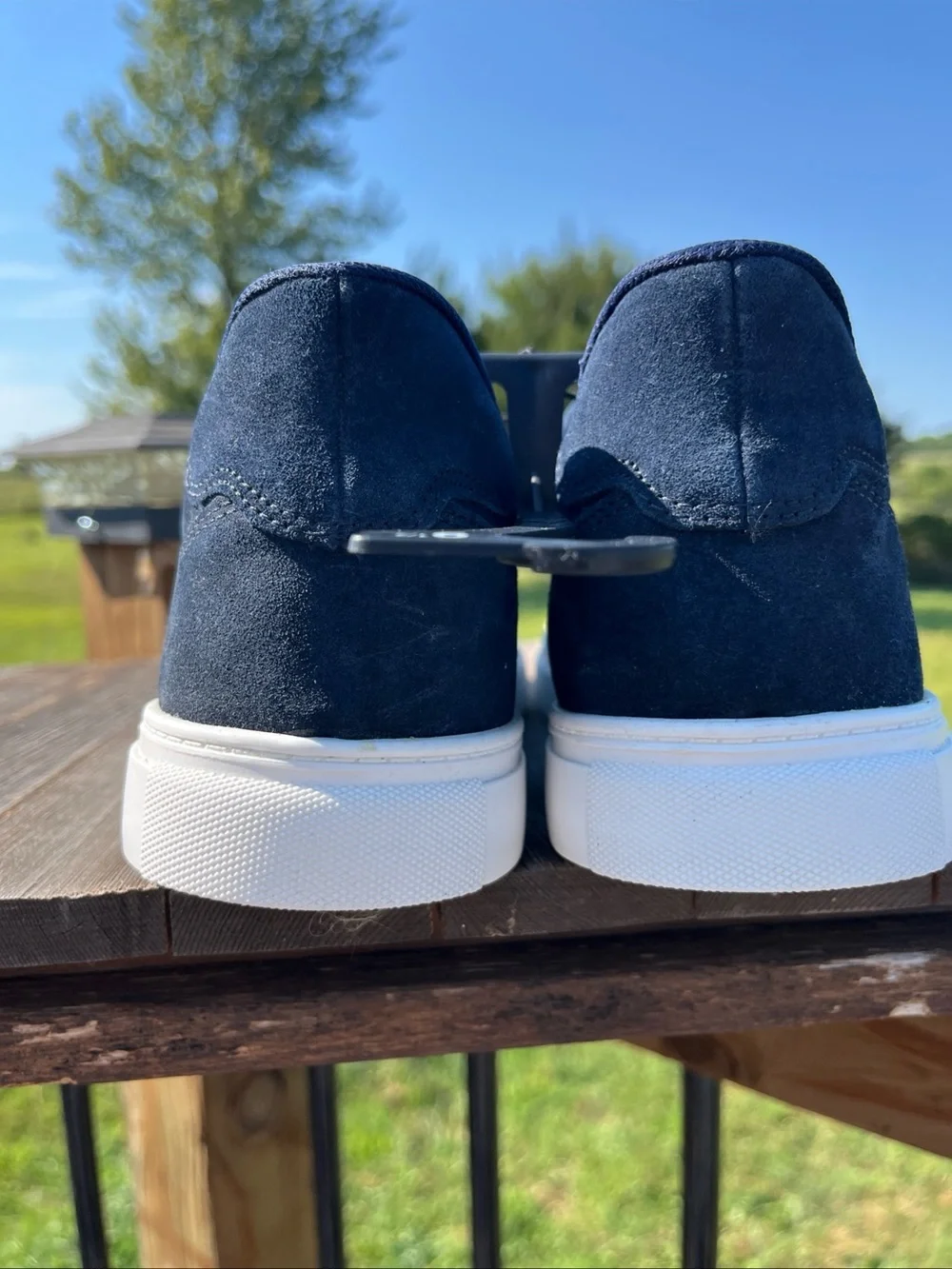 George Men’s Navy Blue Suede-look Slip-on Sneakers Size 9.5